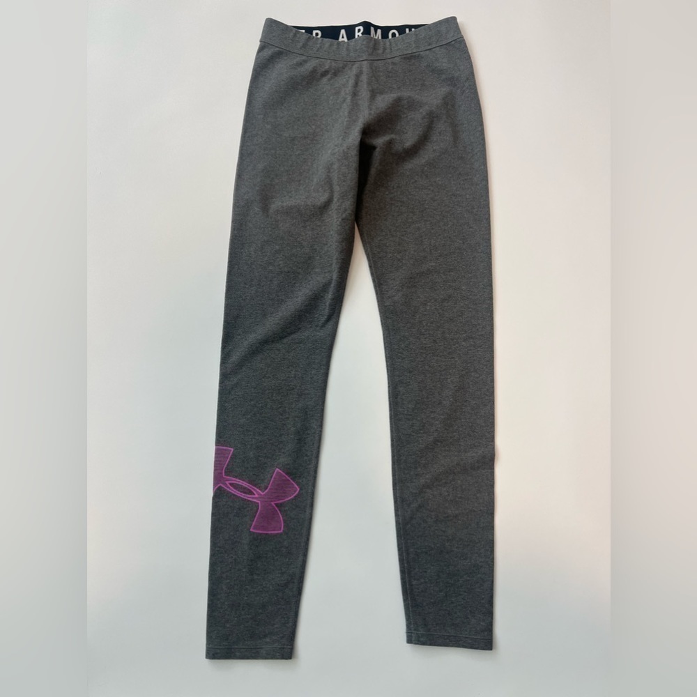 🩵 Women’s Under Armour Tights Leggings Small Gray Purple